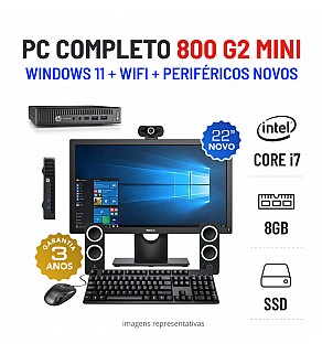 CONJUNTO PC HP 800 G2 MICRO/MINI | i7-6700 | 8GB RAM | 240GB SSD COM MONITOR + ACESSORIOS