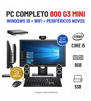 CONJUNTO PC HP 800 G3 MICRO/MINI i5-6500T 8GB RAM 240GB SSD COM MONITOR + ACESSORIOS