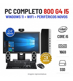 CONJUNTO PC HP ELITEDESK 800 G4 i5-8400 16GB RAM 480GB SSD COM MONITOR + ACESSORIOS