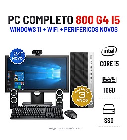 CONJUNTO PC HP ELITEDESK 800 G4 TOWER | i5-8500 | 16GB RAM | 240GB SSD COM MONITOR + ACESSORIOS