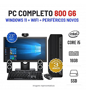 CONJUNTO PC HP 800 G6 SFF | i5-10500 | 16GB RAM | 240GB SSD COM MONITOR + ACESSORIOS