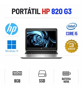 HP ELITEBOOK 820 G3 | 12" | i5-6200u | 8GB RAM | SSD | BATERIA NOVA