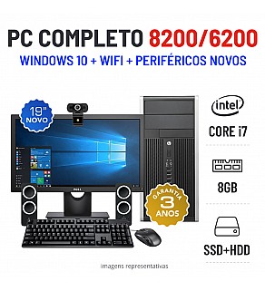 CONJUNTO PC i7 HP 8200/6200 MIDTOWER COM MONITOR + ACESSORIOS