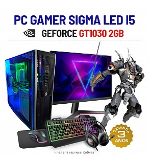 CONJUNTO GAMER SIGMA LED COM COMANDO GT1030-2GB i5-2400 8GB RAM SSD+HDD COM MONITOR + ACESSORIOS