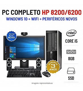 CONJUNTO HP 8200/6200 SFF | i5-2400 | 8GB RAM | 240GB COM MONITOR + ACESSORIOS