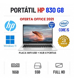 HP ELITEBOOK 830 G8 | 13.3" FULLHD | I5-1135G7 | 16GB RAM | 240GB SSD | NEW OPEN BOX | PLACA WIFI USB | OFERTA OFFICE 2021