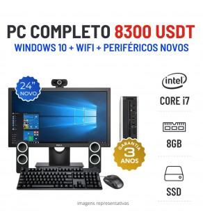 CONJUNTO PC HP 8300 USDT | i7-3770S | 8GB RAM | 240GB SSD COM MONITOR + ACESSORIOS