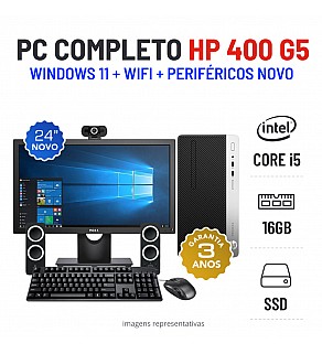 CONJUNTO HP PRODESK 400 G5 TOWER | i5-8400 | 16GB RAM | 240GB SSD COM MONITOR + ACESSORIOS