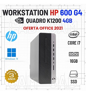 WORKSTATION HP 600 G4 SFF | I7-8700 | 16GB RAM | 240GB SSD | QUADRO K1200-4GB OFERTA OFFICE 2021