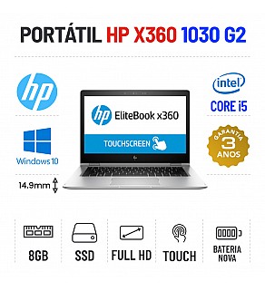 HP ELITEBOOK X360 1030 G2 | 13.3" TOUCH FULLHD | i5-7300u | 8GB RAM | 240GB SSD | BATERIA NOVA