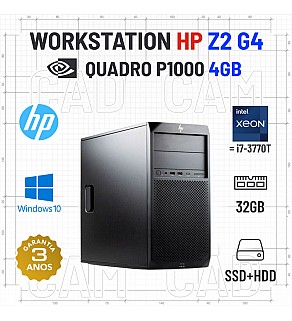 WORKSTATION HP Z2 G4 TOWER | XEON=i7-3770T | 32GB RAM | SSD+HDD | QUADRO P1000 4GB