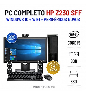 CONJUNTO HP Z230 SFF | i5-4570T | 8GB RAM | SSD+HDD COM MONITOR + ACESSORIOS