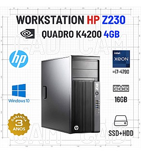 WORKSTATION HP Z230 TOWER | XEON=I7-4790 | 16GB RAM | SSD+HDD | QUADRO K4200 4GB