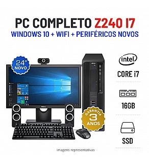CONJUNTO HP Z240 SFF | i7-6700 | 16GB RAM | 480GB SSD | NVIDIA GT710 COM MONITOR + ACESSORIOS