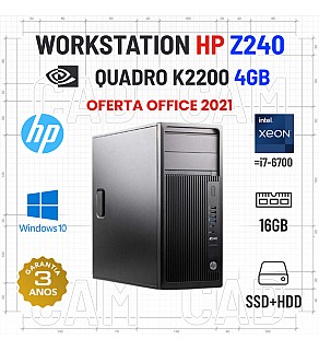 WORKSTATION HP Z240 TOWER | XEON=I7-6700 | 16GB RAM | SSD+HDD | QUADRO K2200 4GB OFERTA OFFICE 2021
