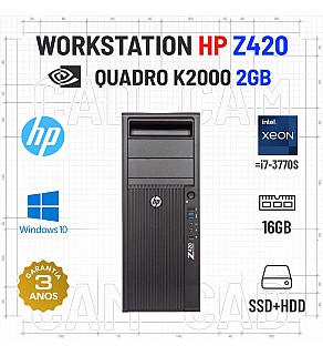WORKSTATION HP Z420 XEON E5-1620 16GB RAM SSD+HDD QUADRO K2000 2GB