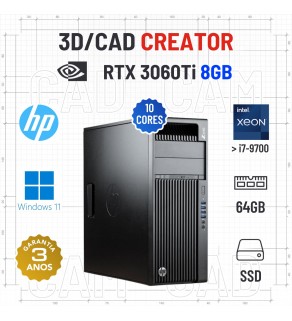 WORKSTATION 3D/CAD CREATOR | XEON 10 CORES SUPERIOR i7-9700 | 64GB RAM | 2TB SSD | RTX3060Ti-8GB