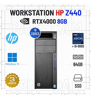 WORKSTATION HP Z440 | XEON 18 CORES SUPERIOR A i9-9900 | 64GB RAM | 1TB SSD | QUADRO RTX4000 8GB