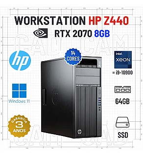 WORKSTATION HP Z440 | XEON 14 CORES = i9-10900 | 64GB RAM | 960GB SSD | RTX2070-8GB
