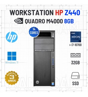 WORKSTATION HP Z440 | XEON 14 CORES SUPERIOR i7-10700 | 32GB RAM | 480GB SSD | QUADRO M4000 8GB