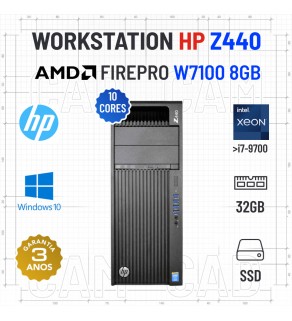 WORKSTATION HP Z440 | XEON 10 CORES SUPERIOR i7-9700 | 32GB RAM | 480GB SSD | AMD W7100 8GB
