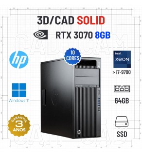 WORKSTATION 3D/CAD SOLID | XEON 10 CORES SUPERIOR i7-9700 | 64GB RAM | 2TB SSD | RTX3070-8GB