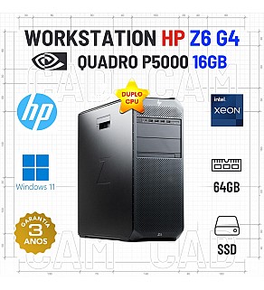 WORKSTATION HP Z6 G4 | DUPLO XEON SILVER | 64GB RAM | 480GB SSD | QUADRO P5000-16GB | OFERTA DE OFFICE 2021