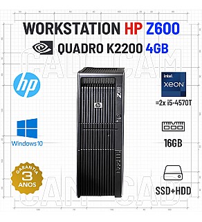 WORKSTATION HP Z600 2x XEON QUAD E5620 16GB RAM SSD+HDD QUADRO K2200 4GB