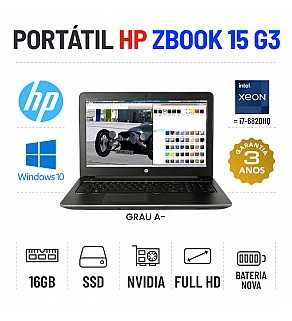 HP ZBOOK 15 G3 | 15.6" FULLHD | XEON E3-1505M V5=I7-6820HQ | 16GB RAM | 512GB SSD | QUADRO M2000M 4GB | BATERIA NOVA