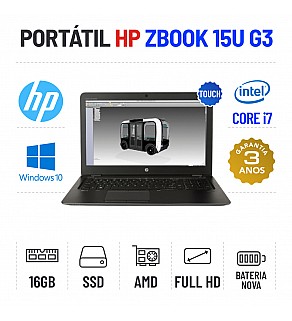 HP ZBOOK 15U G3 15.6" TOUCH FULLHD i7-6500U 16GB RAM 240GB SSD FIREPRO W4190M 2GB BATERIA NOVA