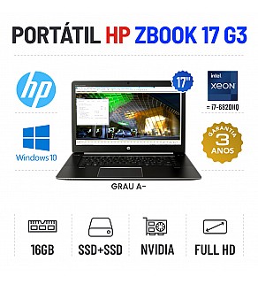 HP ZBOOK 17 G3 | 17" FULLHD | XEON=i7-6820HQ | 16GB RAM | SSD+SSD | QUADRO M3000M 4GB