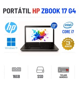 HP ZBOOK 17 G4 | 17.3" | i7-7700HQ | 16GB RAM | 240GB SSD | TECLADO NUMÉRICO