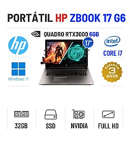 HP ZBOOK 17 G6 | 17" FULLHD | i7-9850H | 32GB RAM | 960GB SSD | QUADRO RTX3000 6GB = RTX3050 MOBILE