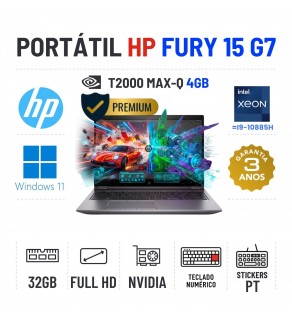 HP ZBOOK FURY 15 G7 | 15.6" FULLHD | XEON = I9-10885H | 32GB RAM | 480GB SSD | NVIDIA T2000 MAX-Q 4GB = GTX1650 4GB | TECLADO NUMÉRICO