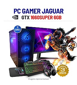 CONJUNTO GAMER JAGUAR | GTX1660SUPER-6GB | XEON 12 CORES SUPERIOR A I7-8700 | 16GB RAM | SSD+HDD COM MONITOR + ACESSORIOS