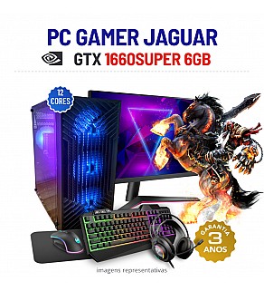 CONJUNTO GAMER JAGUAR | GTX1660SUPER-6GB | XEON 12 CORES SUPERIOR A I7-8700 | 16GB RAM | SSD+HDD COM MONITOR + ACESSORIOS