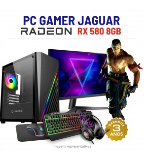 CONJUNTO GAMER JAGUAR | RX580-8GB | XEON=I7-8700K | 16GB RAM | 480GB SSD COM MONITOR + ACESSORIOS