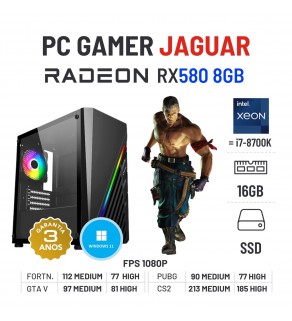 PC GAMER JAGUAR | RX580-8GB | XEON=I7-8700K | 16GB RAM | 480GB SSD