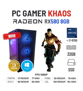 PC GAMER KHAOS NOVO | RX580-8GB | XEON 10 CORES SUPERIOR I7-9700 | 32GB RAM | 480GB SSD
