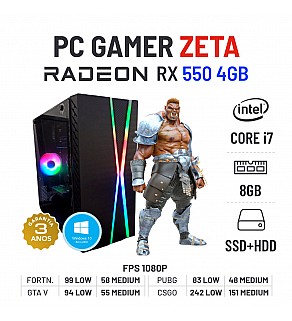 PC GAMER ZETA RX550-4GB i7-6700 8GB RAM SSD+HDD