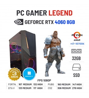 PC GAMER LEGEND NOVO | RTX4060-8GB | RYZEN=i7-10700K | 32GB RAM | 960GB SSD