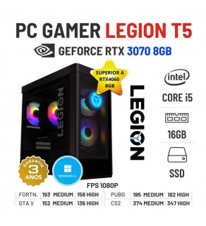 PC GAMER NOVO LENOVO LEGION T5 | RTX3070-8GB SUPERIOR RTX4060-8GB | I5-12400F | 16GB RAM | 960GB SSD OFERTA KIT TECLADO+RATO+TAPETE