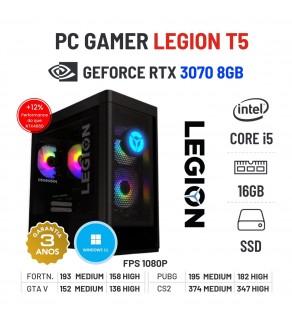 PC GAMER NOVO LENOVO LEGION T5 | RTX3070-8GB | I5-12400F | 16GB RAM | 960GB SSD