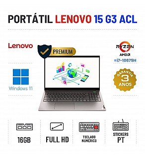 LENOVO THINKBOOK 15 G3 ACL | 15.6" FULLHD | RYZEN 7 = I7-10875H | 16GB RAM | 480GB SSD | TECLADO NUMÉRICO | OFERTA DE OFFICE 2021