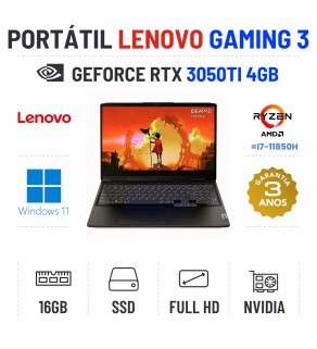 LENOVO IDEAPAD GAMING 3 15ARH7 | 15.6'' FULLHD 165HZ | RYZEN 7 = I7-11850H | 16GB RAM | 480GB SSD | RTX3050TI 4GB