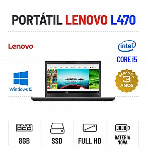 LENOVO THINKPAD L470 14'' FULLHD i5-7200u 8GB RAM 240GB SSD BATERIA NOVA