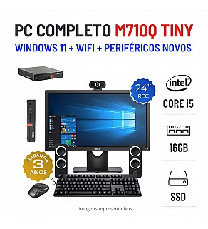 CONJUNTO PC LENOVO M710Q MINI/TINY | i5-7400T | 16GB RAM | 240GB SSD COM MONITOR + ACESSORIOS