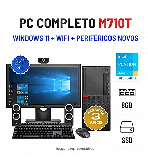 CONJUNTO PC LENOVO M710T TOWER | PENTIUM G4600 SUPERIOR A I5-6400 | 8GB RAM | 240GB SSD COM MONITOR + ACESSORIOS