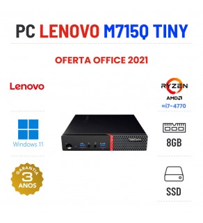 LENOVO THINKCENTRE M715Q MINI/TINY | RYZEN 5 2400GE=i7-4770 | 8GB RAM | 240GB SSD OFERTA OFFICE 2021