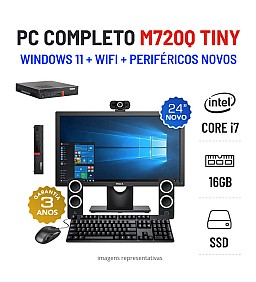 CONJUNTO PC LENOVO M720Q MINI/TINY | i7-8700 | 16GB RAM | 240GB SSD COM MONITOR + ACESSORIOS